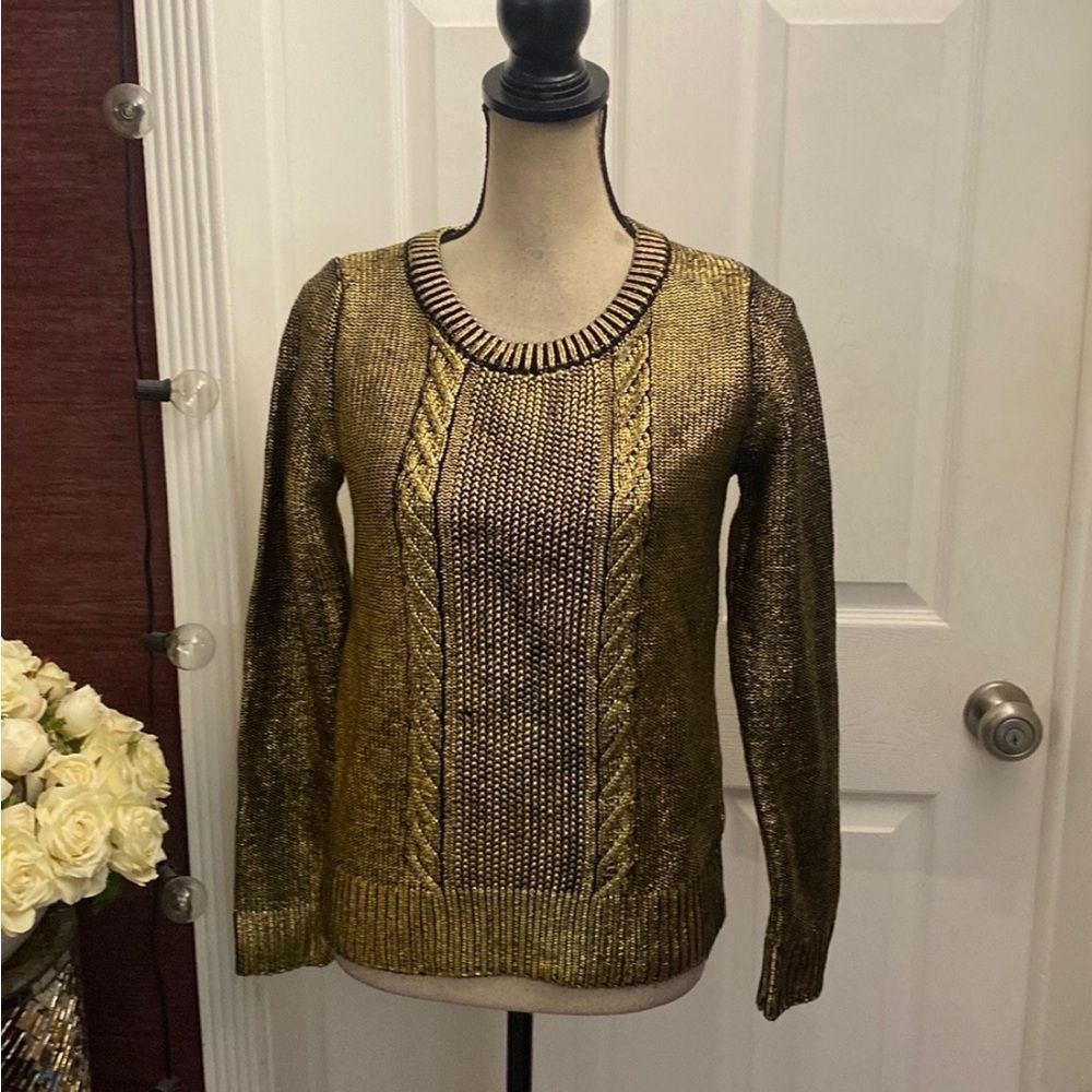 NWT Chevignon Gold Cable Knit Women's Sweater, M